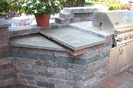 Michigan, Custom BBQ, Interlocking Brick Paver Raised Payio, Retaining Walls, Drainage System