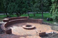 Friendswood, Texas, Bench Seating, Brick Paver Patio, Fire pit, Drainage System