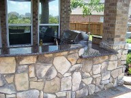 After, Pearland, Texas, Outdoor Kitchen, Veneer Stone, Retaining Wall, Brick Paver Patio
