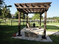League City Pergola Brick Pavers Water Feature Drainage System, Bench Seating Landscaping
