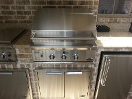 League City, Texas outdoor kitchen, Brick Paver Patio, Retaining Wall, Drainage System