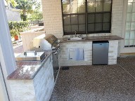 Bay Oaks, Houston Texas. Outdoor Kitchen, Drainage system, Belgards Brick Paver Patio, Retaining Wall