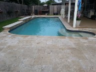 La Porte, Texas Retaining Wall, Step System, Travertine Pool Decking, Drainage System, Fire Pit, Fire Place