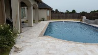 League City Texas Travertine Pool Patio, Retaining Wall, Drainage System, 