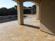 League City Texas Travertine Pool Patio, Retaining Wall, Drainage System, Landscaping